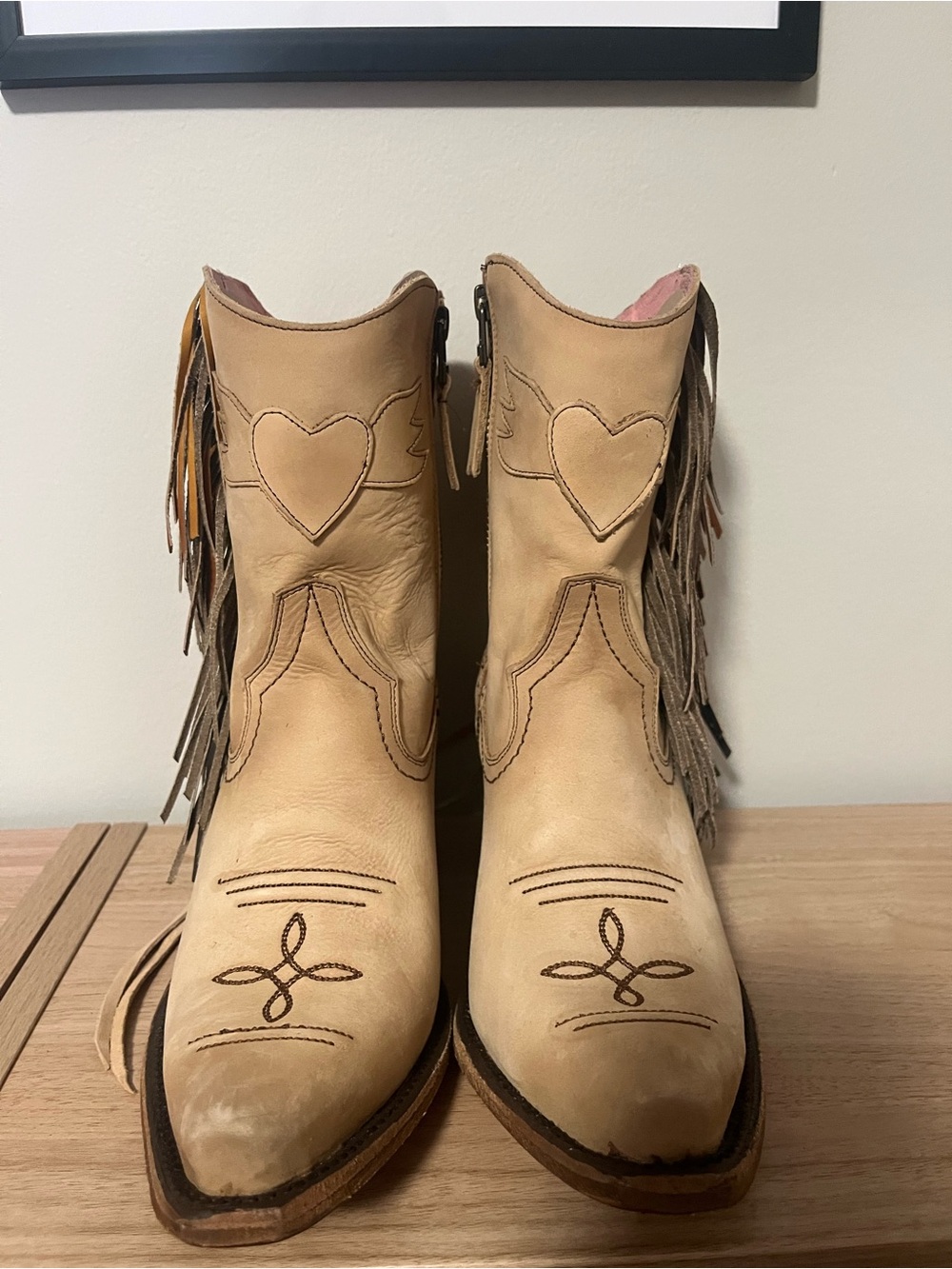 Junk Gypsy Women's Tan Fringe Heart Western Ankle Boots